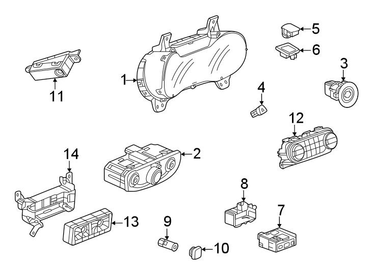 Diagram Instrument panel. Cluster & switches. for your 2020 Chevrolet Spark   