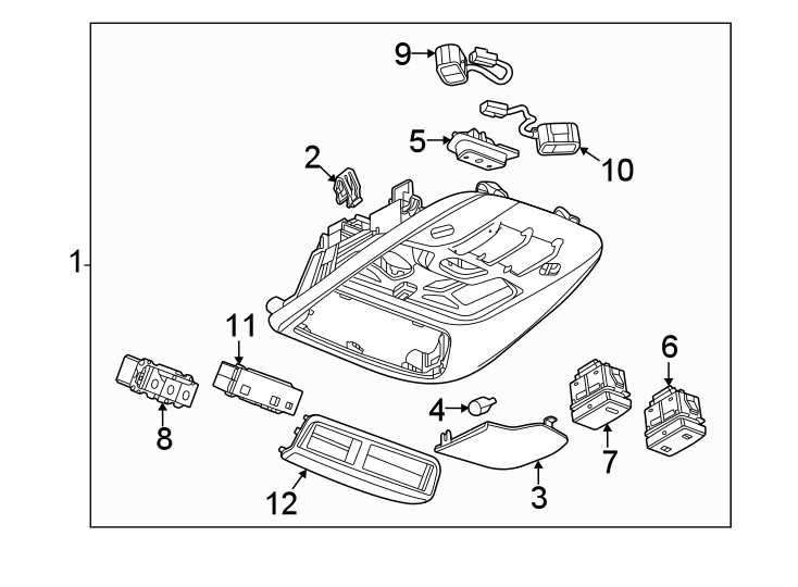 Diagram Overhead console. for your 2021 Cadillac XT4   