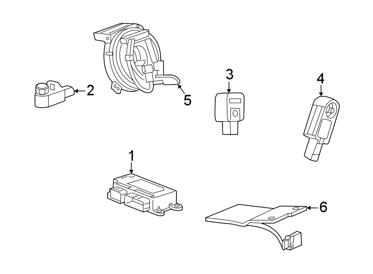 Diagram Restraint systems. Air bag components. for your Cadillac