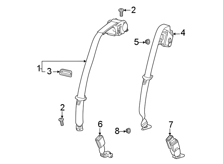 Restraint systems. Rear seat belts.