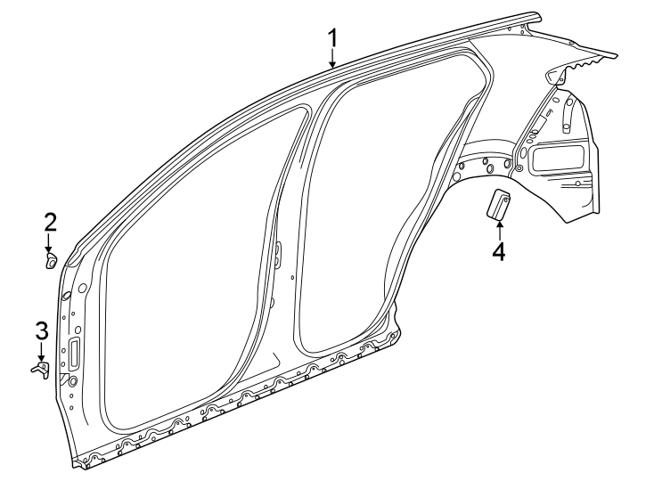 Diagram Pillars. Rocker & floor. Uniside. for your 2021 GMC Sierra 2500 HD  SLE Extended Cab Pickup Fleetside 