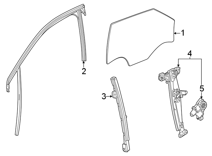 Diagram Front door. Glass & hardware. for your 2022 Chevrolet Spark  LT Hatchback 