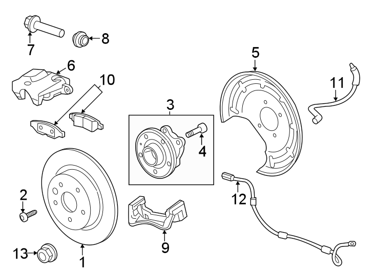 Diagram Rear suspension. Brake components. for your 2002 GMC Sierra 2500 HD 6.0L Vortec V8 A/T RWD SL Standard Cab Pickup Fleetside 