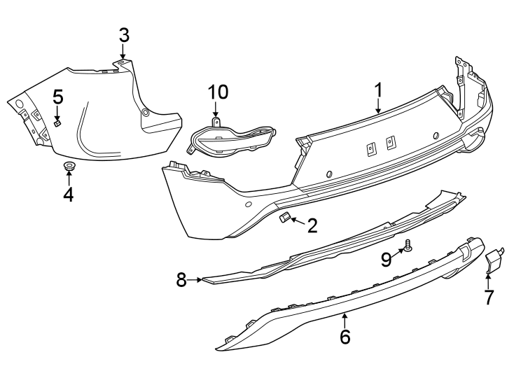 Rear bumper. Bumper & components. Diagram