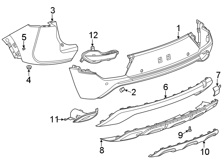 Rear bumper. Bumper & components. Diagram