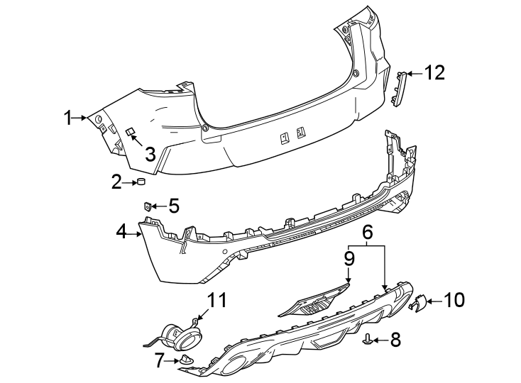 Rear bumper. Bumper & components. Diagram