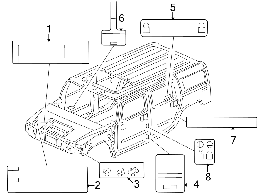 Diagram INFORMATION LABELS. for your 2010 Chevrolet Silverado 3500 HD LTZ Extended Cab Pickup Fleetside  