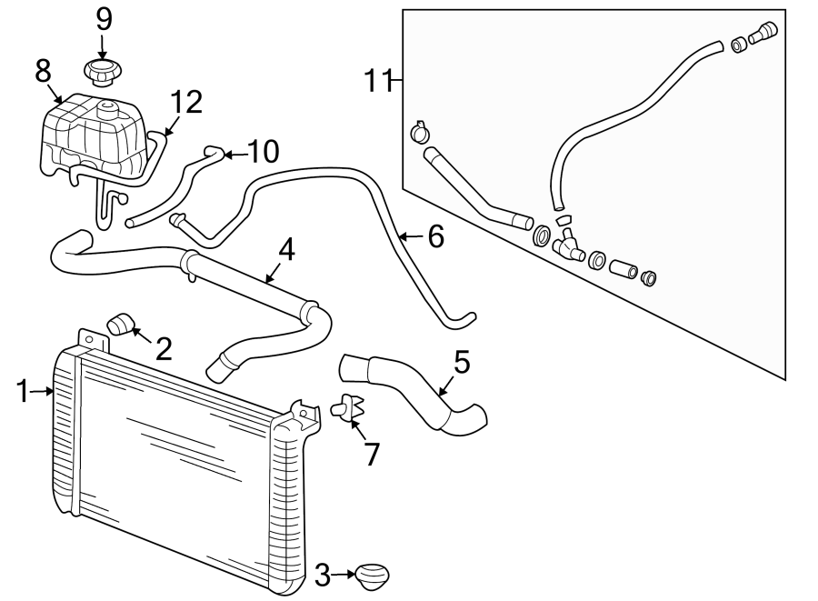 Diagram RADIATOR & COMPONENTS. for your 2013 GMC Savana 3500 Base Cutaway Van  