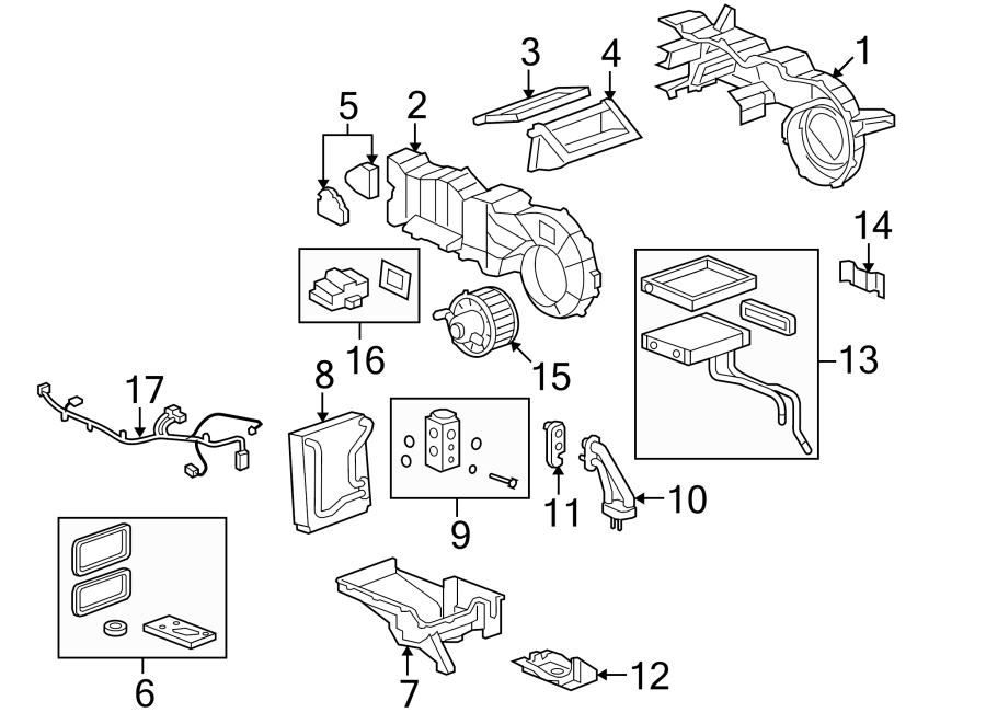 Diagram AIR CONDITIONER & HEATER. EVAPORATOR & HEATER COMPONENTS. for your 2020 Chevrolet Equinox   