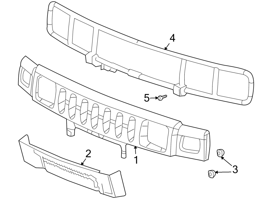 Diagram HOOD & GRILLE. GRILLE & COMPONENTS. for your 2019 GMC Sierra 2500 HD 6.6L Duramax V8 DIESEL A/T RWD Denali Crew Cab Pickup Fleetside 