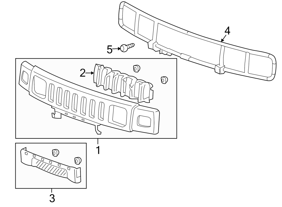 Diagram HOOD & GRILLE. GRILLE & COMPONENTS. for your 2019 GMC Sierra 2500 HD 6.6L Duramax V8 DIESEL A/T RWD Denali Crew Cab Pickup Fleetside 