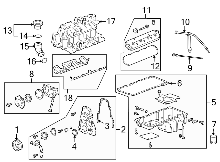 Diagram ENGINE PARTS. for your 2013 Chevrolet Silverado 3500 HD LT Crew Cab Pickup Fleetside  