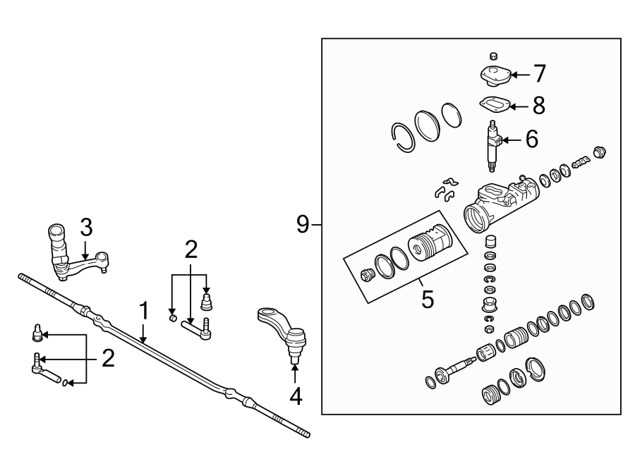 Diagram STEERING GEAR & LINKAGE. for your 2021 GMC Sierra 2500 HD 6.6L Duramax V8 DIESEL A/T 4WD Base Extended Cab Pickup Fleetside 