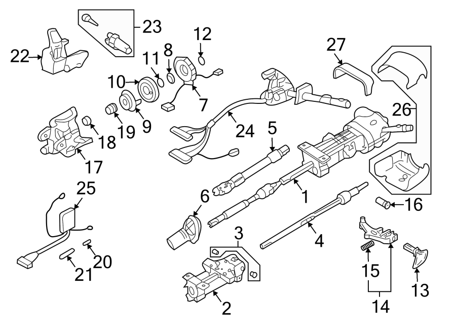 Diagram SHROUD. STEERING COLUMN ASSEMBLY. SWITCHES & LEVERS. for your 2005 Chevrolet Astro Base Extended Cargo Van 4.3L Vortec V6 A/T AWD 