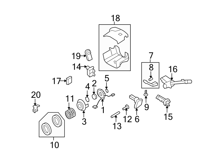 STEERING COLUMN. SHROUD. SWITCHES & LEVERS. Diagram