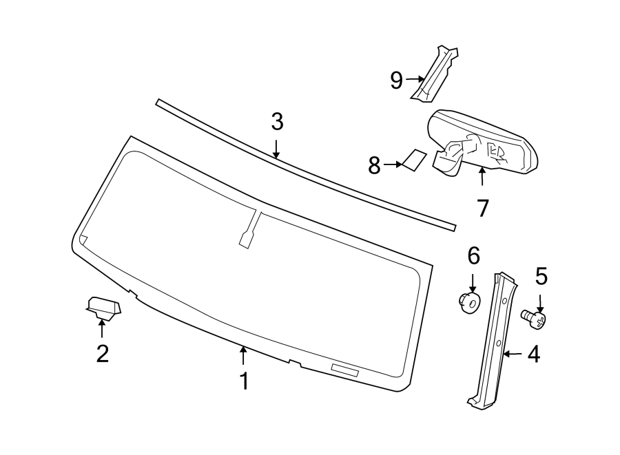 Diagram WINDSHIELD. GLASS. for your 2006 GMC Sierra 3500 8.1L Vortec V8 M/T RWD SLE Standard Cab Pickup 