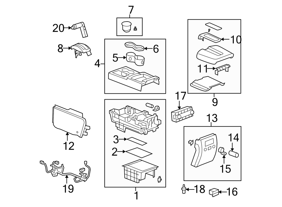 Diagram CENTER CONSOLE. for your 2023 Chevrolet Camaro   