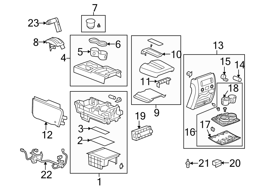 Diagram CENTER CONSOLE. for your 2023 Chevrolet Camaro   