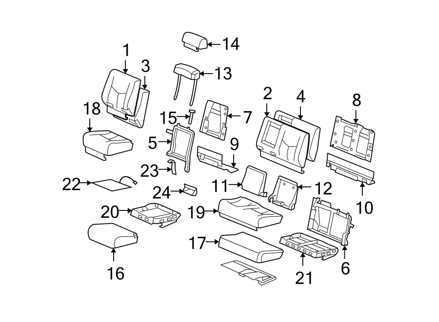 Diagram SEATS & TRACKS. SECOND ROW SEATS. for your 2016 Chevrolet Express 3500 LT Extended Passenger Van 4.8L Vortec V8 FLEX A/T 