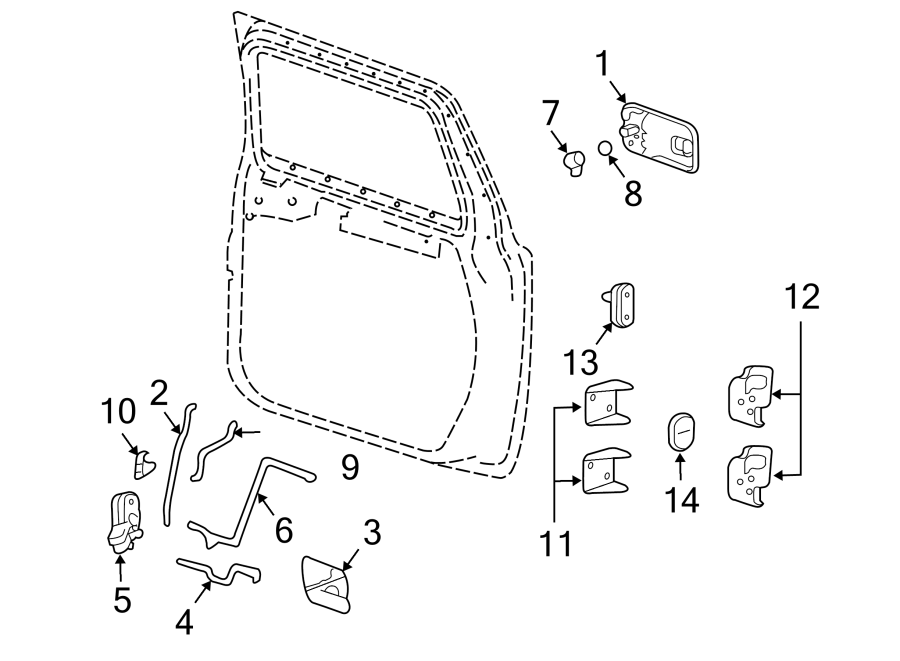 Diagram FRONT DOOR. LOCK & HARDWARE. for your 2005 Chevrolet Malibu   