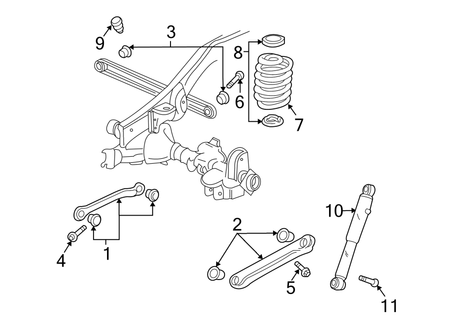 Diagram REAR SUSPENSION. SUSPENSION COMPONENTS. for your 2013 GMC Sierra 2500 HD 6.6L Duramax V8 DIESEL A/T 4WD SLE Crew Cab Pickup Fleetside 