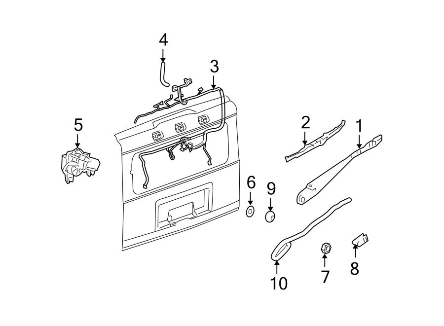 Diagram REAR WIPER COMPONENTS. for your 2005 Chevrolet Silverado 2500 HD WT Extended Cab Pickup Fleetside  