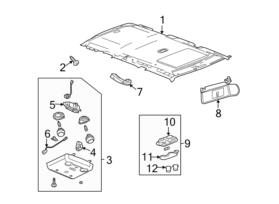 Diagram ROOF. INTERIOR TRIM. for your 2001 Buick Century   