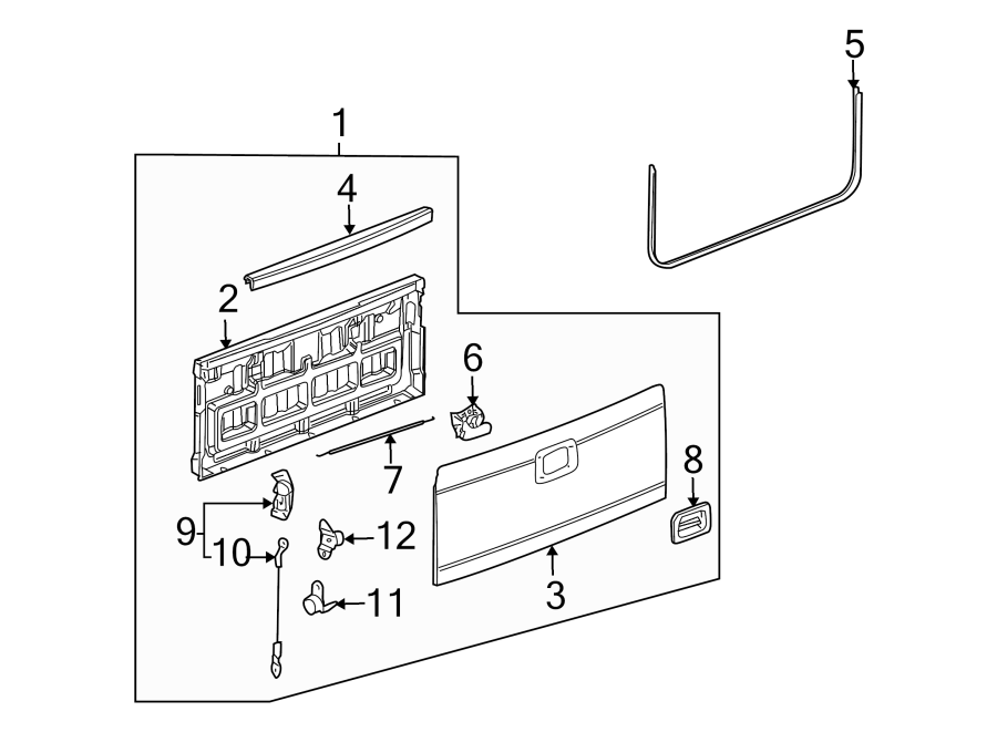 9TAIL GATE. GATE & HARDWARE.https://images.simplepart.com/images/parts/motor/fullsize/GP03740.png