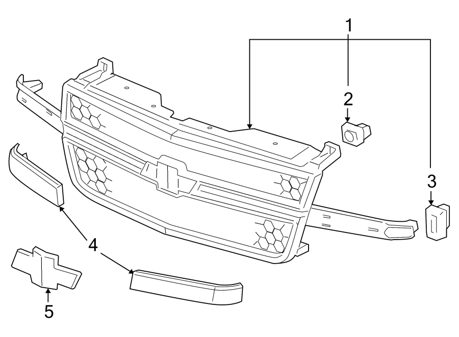 Diagram GRILLE & COMPONENTS. for your 2003 GMC Sierra 2500 HD 8.1L Vortec V8 M/T RWD SLE Standard Cab Pickup 