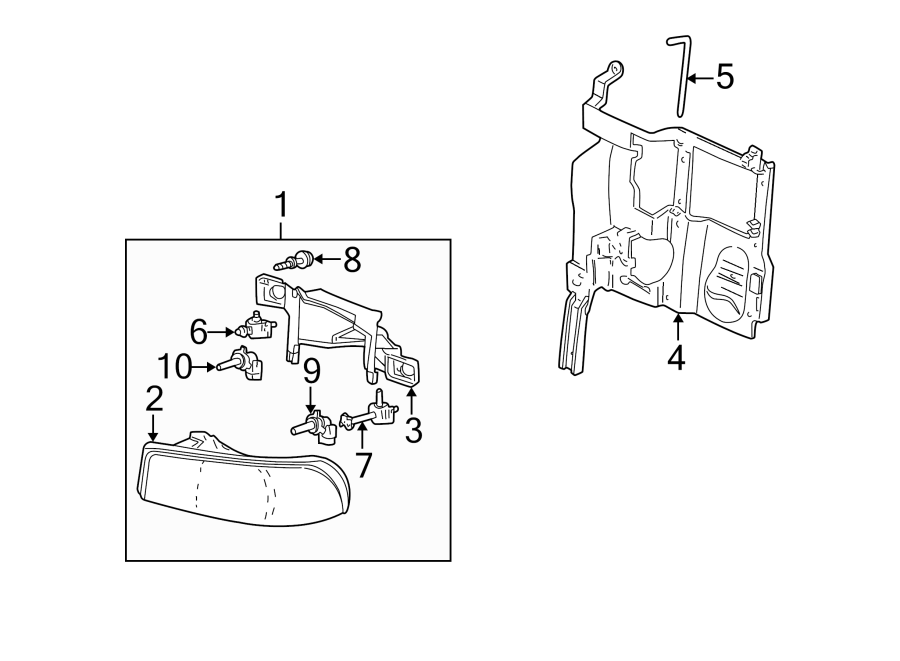 Diagram FRONT LAMPS. HEADLAMP COMPONENTS. for your 2005 Chevrolet SSR    