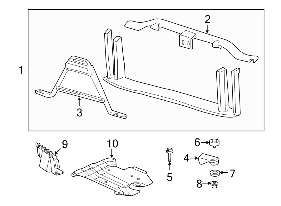 Diagram RADIATOR SUPPORT. for your 2011 GMC Sierra 2500 HD 6.0L Vortec V8 FLEX A/T 4WD SLT Crew Cab Pickup 