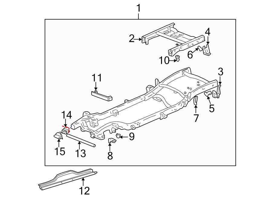 Diagram FRAME & COMPONENTS. for your 2017 GMC Sierra 2500 HD 6.0L Vortec V8 A/T 4WD Base Crew Cab Pickup Fleetside 