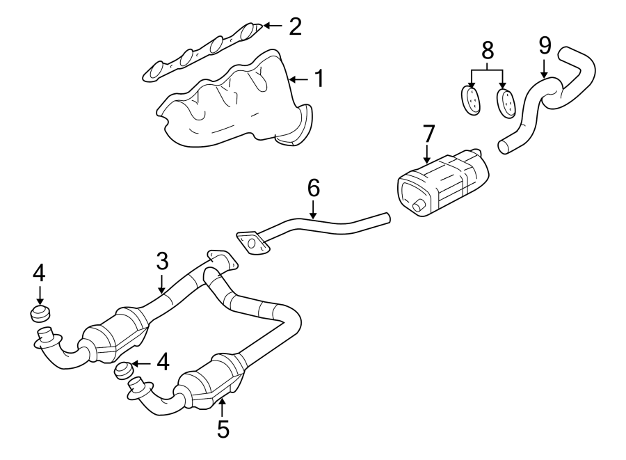 Diagram EXHAUST SYSTEM. EXHAUST COMPONENTS. MANIFOLD. for your 2010 Chevrolet Silverado 3500 HD LT Extended Cab Pickup  