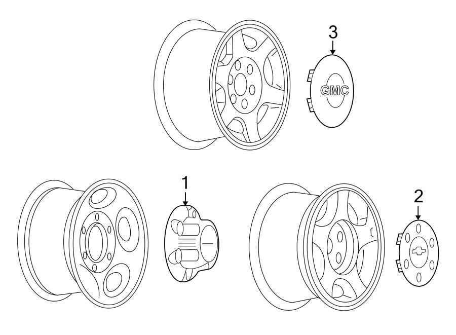 Diagram WHEELS. COVERS & TRIM. for your 2005 Chevrolet Trailblazer   