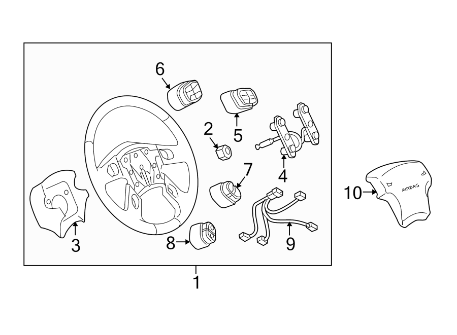 Diagram STEERING WHEEL & TRIM. for your 2007 Chevrolet Silverado 3500 Classic LS Cab & Chassis  