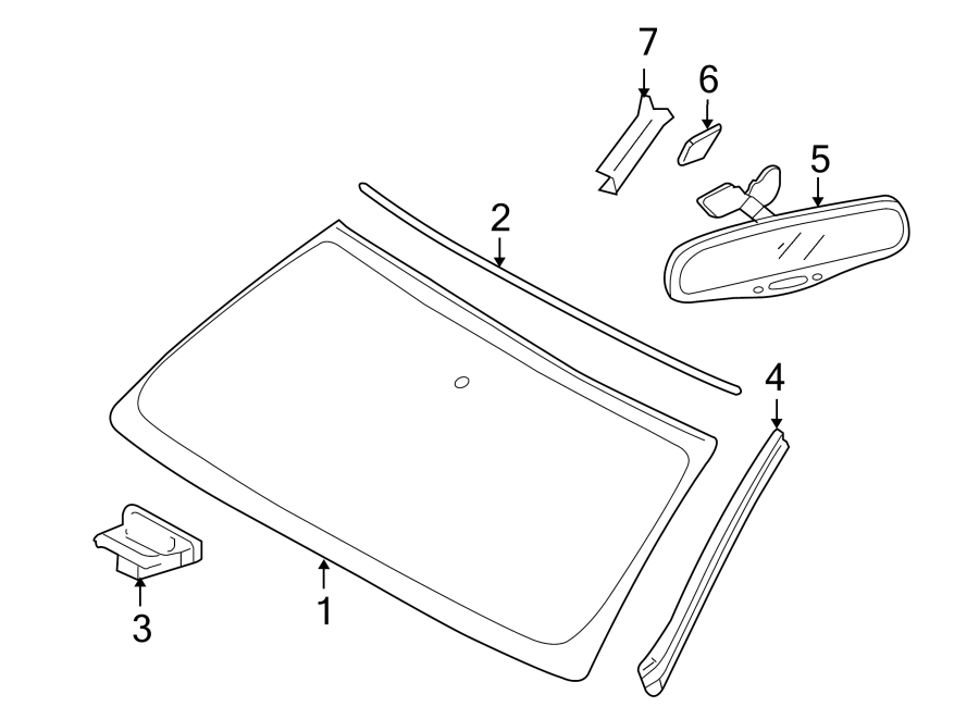 Diagram WINDSHIELD. GLASS. for your 2006 GMC Sierra 3500 8.1L Vortec V8 M/T RWD SLE Standard Cab Pickup 