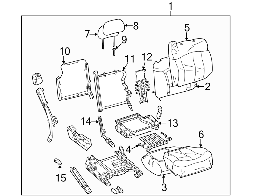 Diagram SEATS & TRACKS. FRONT SEAT COMPONENTS. for your Chevrolet