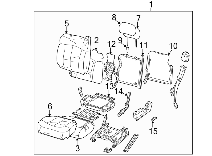 Diagram SEATS & TRACKS. FRONT SEAT COMPONENTS. for your 2005 Chevrolet Avalanche 2500   