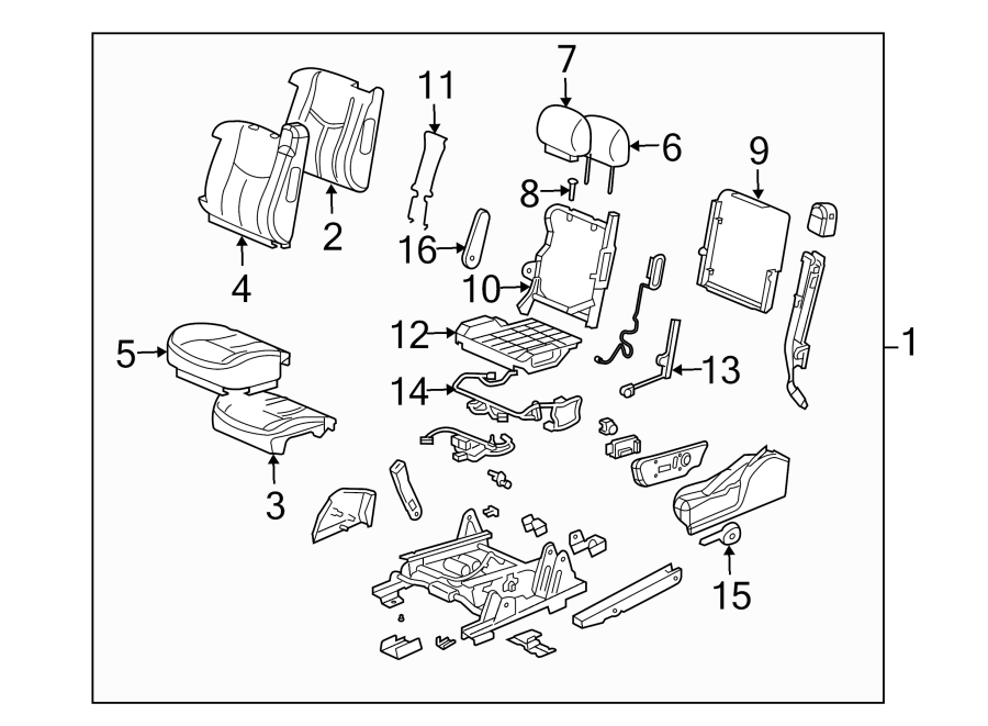 Diagram SEATS & TRACKS. FRONT SEAT COMPONENTS. for your 2007 Chevrolet Trailblazer   