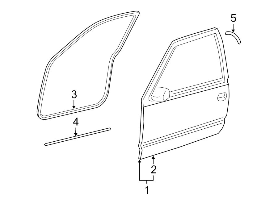 Diagram FRONT DOOR. DOOR & COMPONENTS. for your 2005 Chevrolet Colorado   