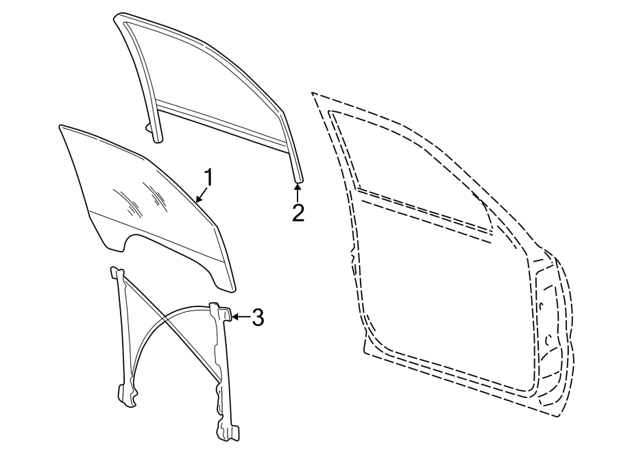 Diagram FRONT DOOR. GLASS & HARDWARE. for your 2005 Chevrolet Trailblazer EXT   