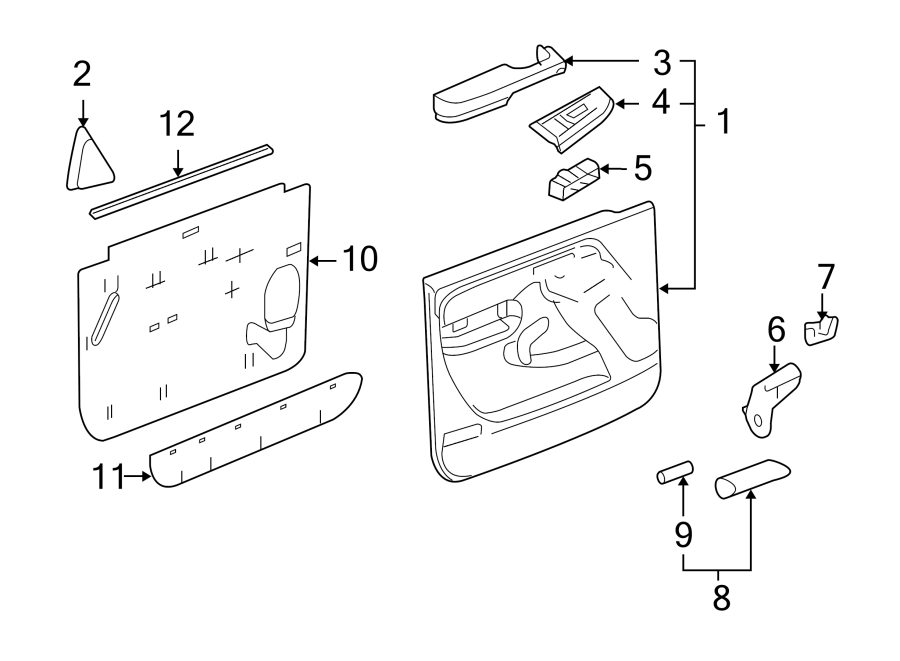 FRONT DOOR. INTERIOR TRIM. Diagram