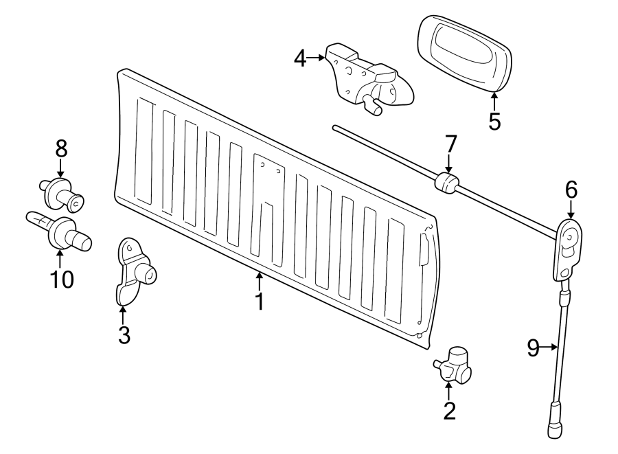 Diagram PICK UP BOX. TAIL GATE. for your 2005 Chevrolet Silverado 3500 LS Cab & Chassis  