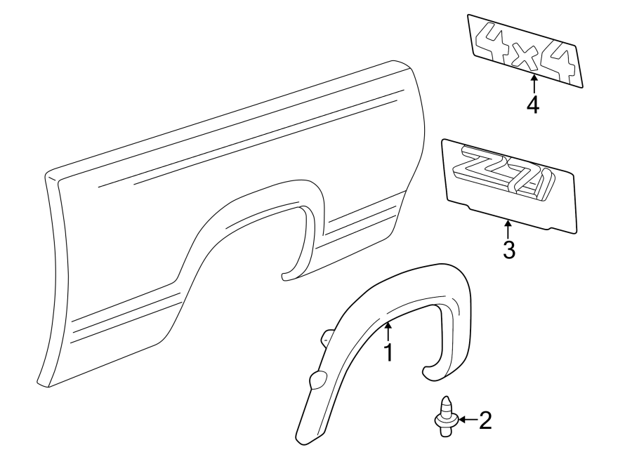 Diagram PICK UP BOX. EXTERIOR TRIM. for your Chevrolet