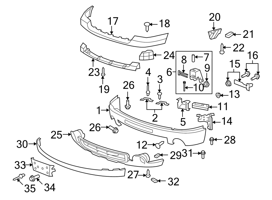 Diagram FRONT BUMPER. BUMPER & COMPONENTS. for your 2011 Chevrolet Express 3500   