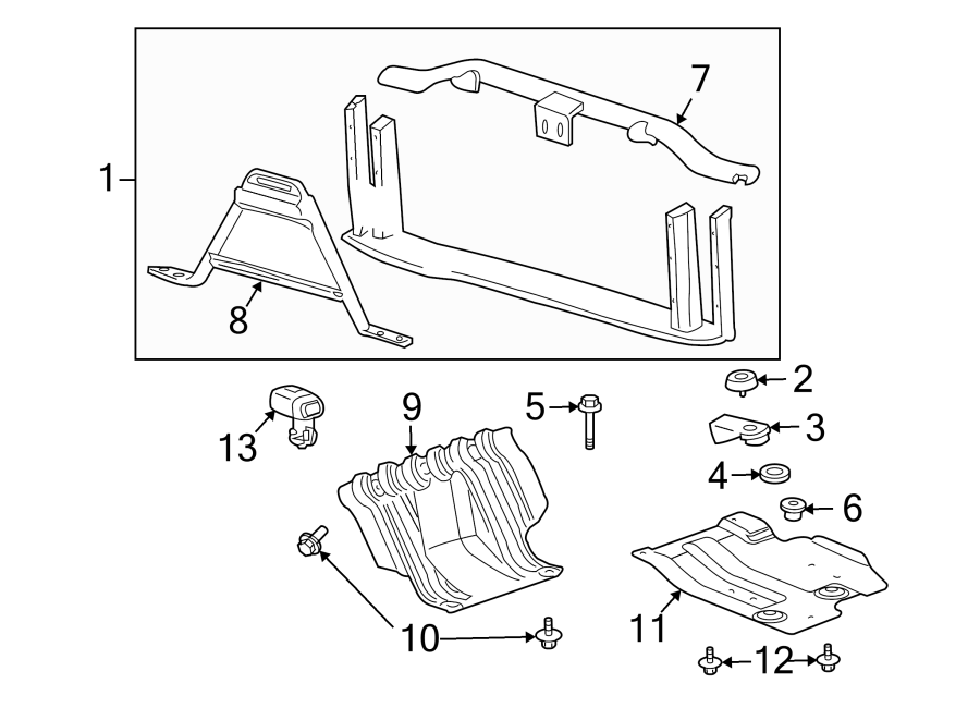 Diagram RADIATOR SUPPORT. for your 2008 GMC Acadia   