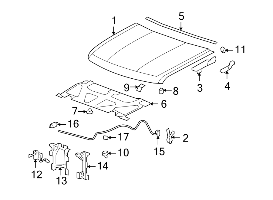 Diagram HOOD & COMPONENTS. for your 2007 GMC Sierra 1500 Classic SL Extended Cab Pickup  