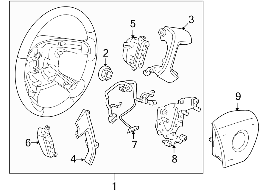 Diagram STEERING WHEEL & TRIM. for your 2008 Chevrolet Silverado   