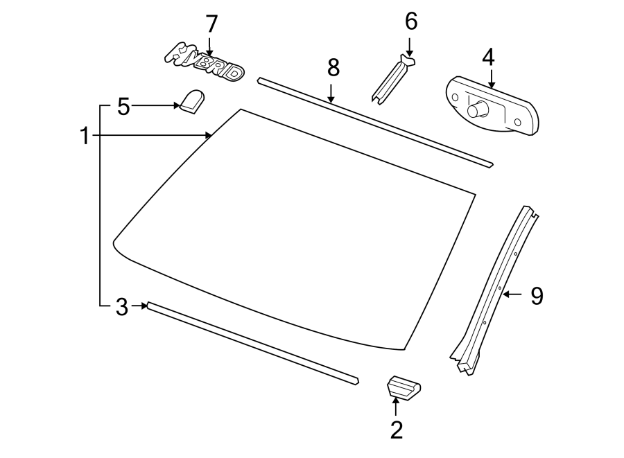 Diagram WINDSHIELD. GLASS. REVEAL MOLDINGS. for your 2004 GMC Envoy XUV   