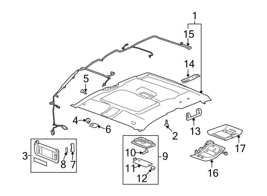 Diagram CAB. INTERIOR TRIM. for your 2013 Buick Enclave  Base Sport Utility 3.6L V6 A/T AWD 